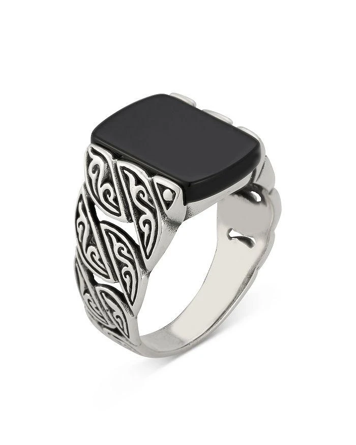 Milanesi And Co Men
s Sterling Silver Onyx Squared Filigree Signet Ring