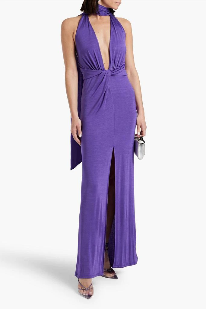 Alice + Olivia Resse twist-front draped jersey gown 2