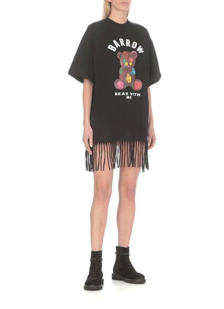 BARROW Barrow Logo-Flocked Crewneck Fringed T-Shirt 2