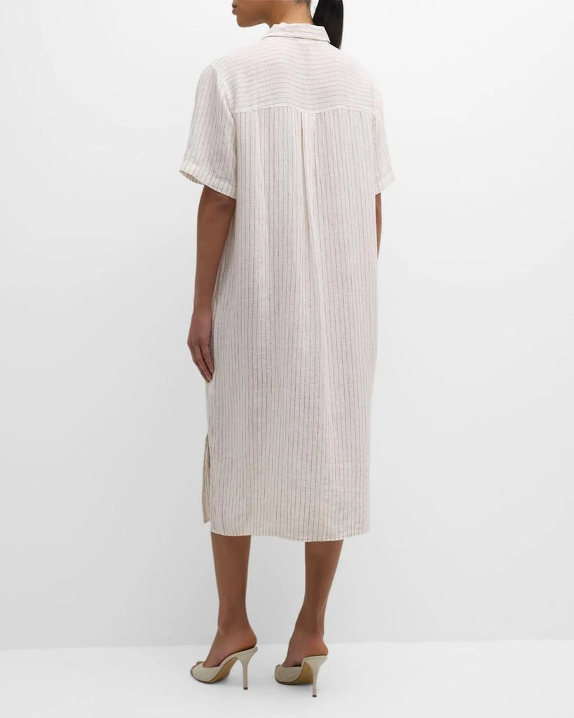 Eileen Fisher Crinkled Striped Organic Linen Midi Shirtdress 4