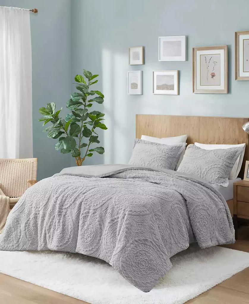 Macy's Arya Embroidered Medallion Faux Fur 3-Pc. Comforter Set 19