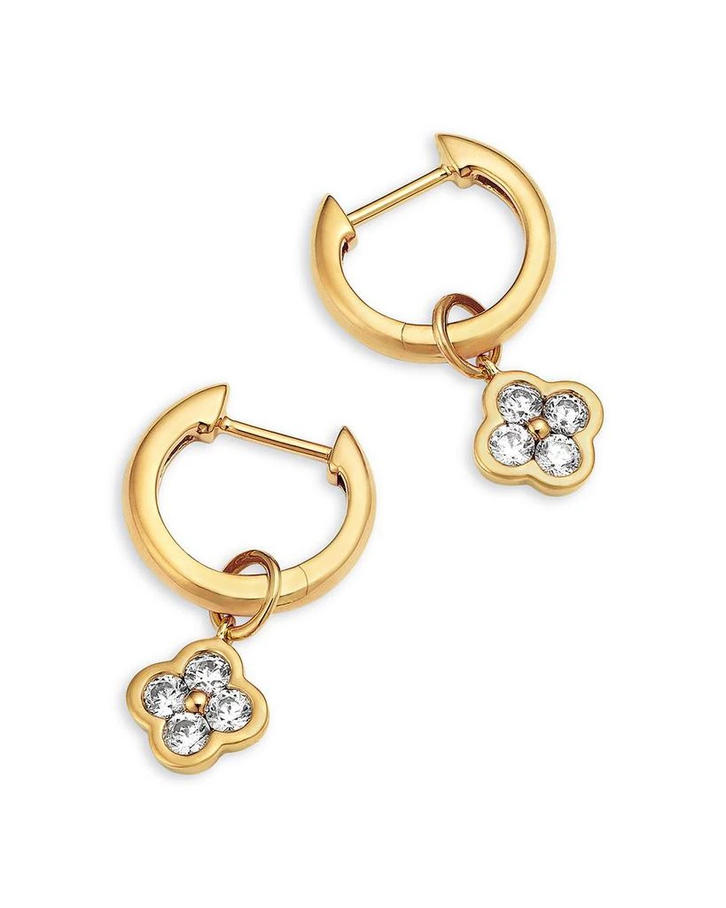 Bloomingdale
s Fine Collection Clover Dangle Huggie Hoop Earrings in 14K Yellow Gold, 0.4 tcw 3