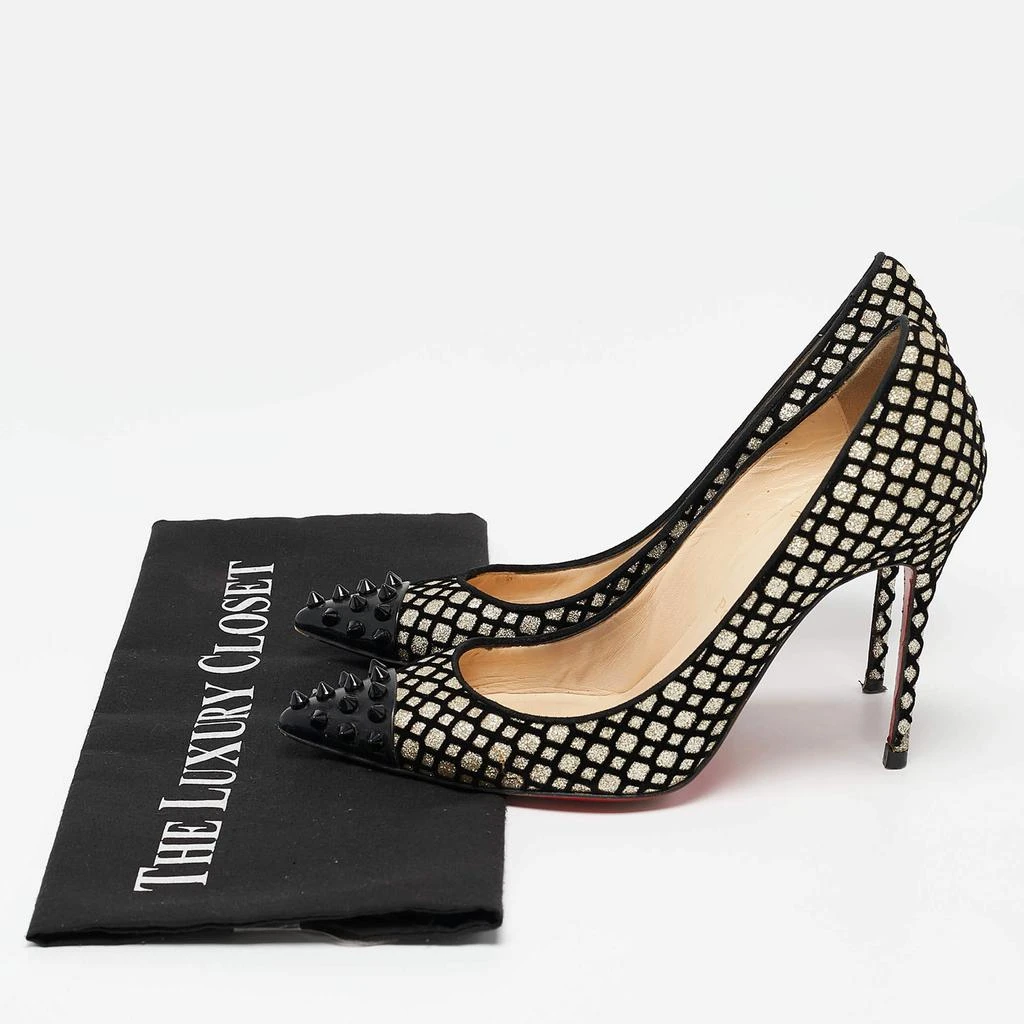 Christian Louboutin Christian Louboutin Black/Gold Glitter and Patent Leather Geo Pumps Size 36 9