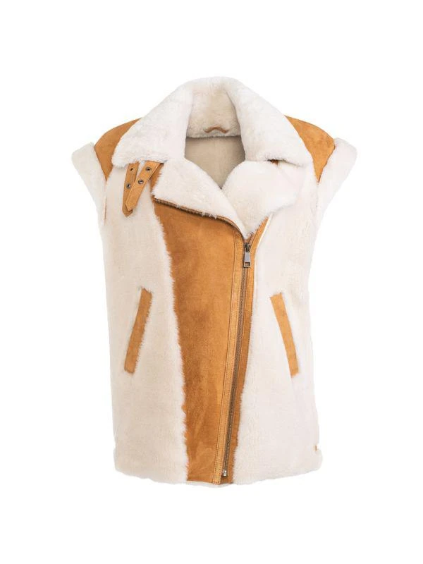 WOLFIE FURS Made For Generations™ Double Breasted Shearling Suede Biker Vest 1