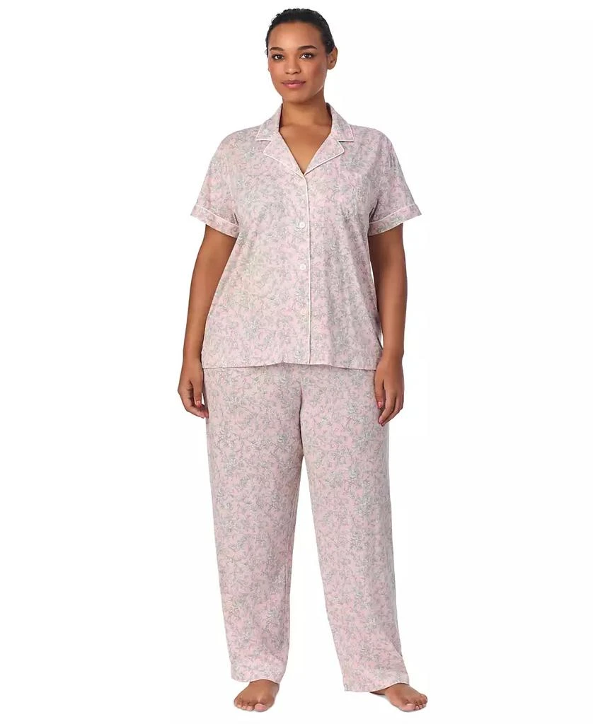 Ralph Lauren Plus Size Floral Notched-Collar Pajama Set 1