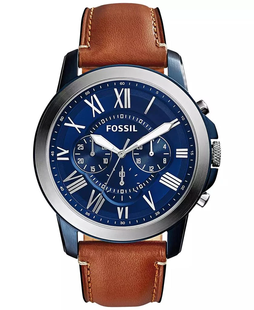Fossil Men's Chronograph Grant Light Brown Leather Strap Watch
