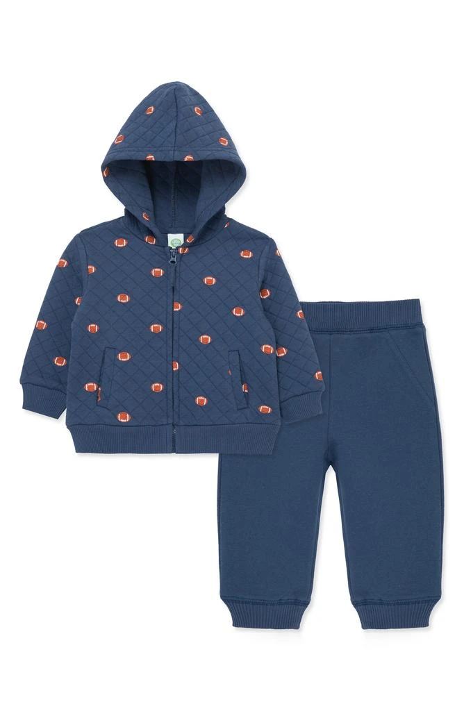 Little Me Football Quilted Zip Hoodie & Pants Set 7