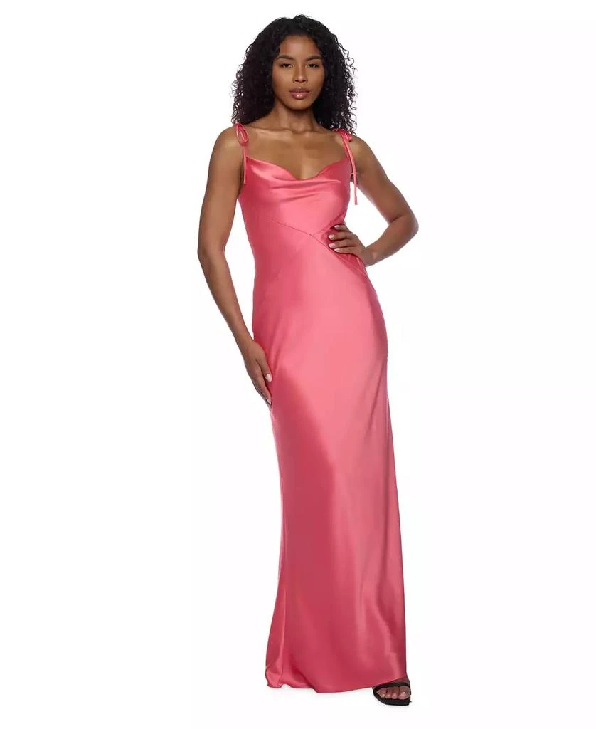 Alex & Sophia Juniors' Cowlneck Shoulder-Tie Gown 1