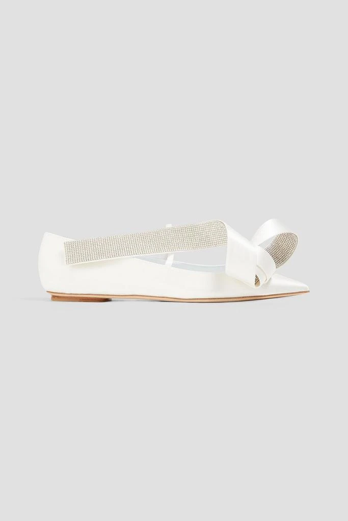 AREA Marquise embellished satin point-toe flats 1