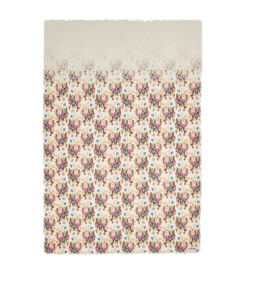 Loewe Cashmere-Silk Floral Logo Scarf 1