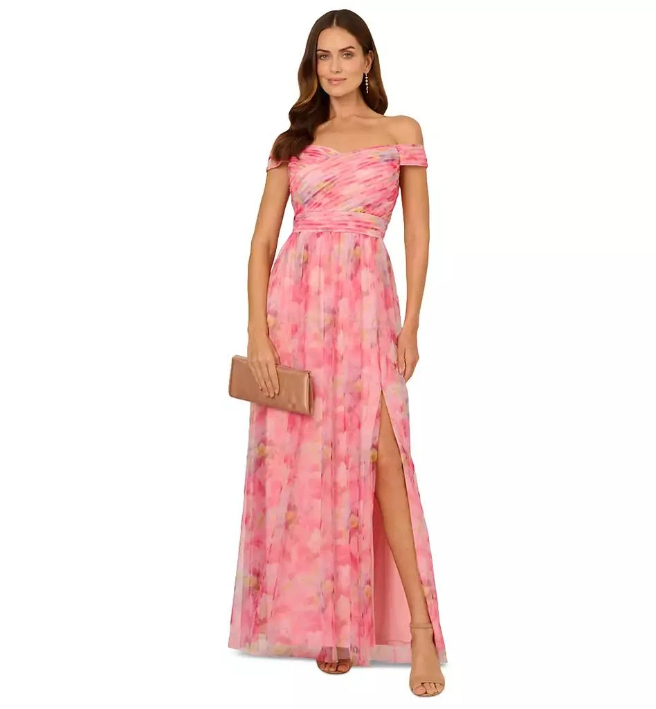 Adrianna Papell Petite Off-the-Shoulder Tulle Gown 1