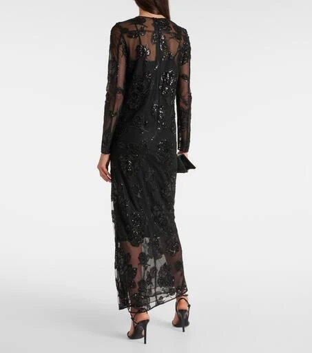 ROTATE Birger Christensen Embellished mesh maxi dress 3