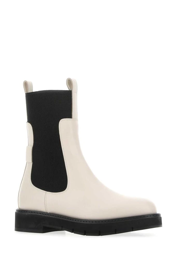 Salvatore Ferragamo IVORY LEATHER ROOK ANKLE BOOTS 2