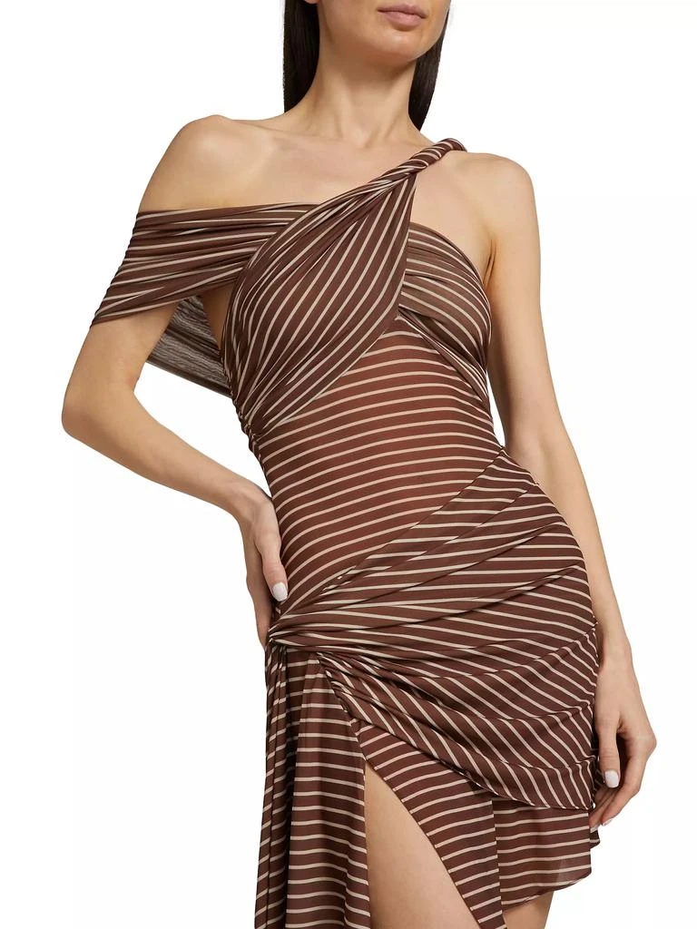 Ronny Kobo Izel Stripe Draped Minidress 6