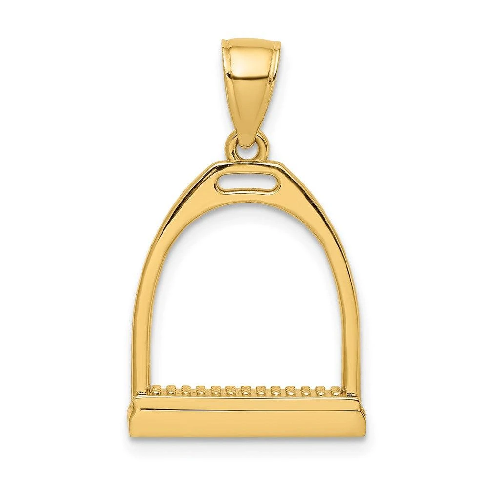Diamond2Deal 14k Yellow Gold 3-D Polished Large Horse Stirrup Charm Pendant 1