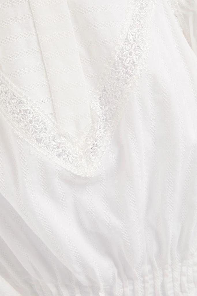 Maje Lace-trimmed shirred cotton blouse 4
