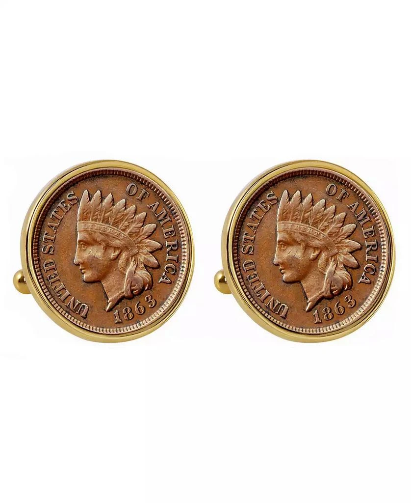 American Coin Treasures 1800's Indian Penny Bezel Coin Cuff Links 1