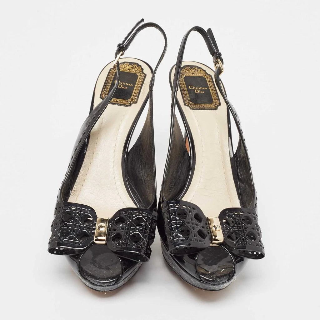 Dior Dior Black Patent Leather Peep Toe Slingback  Pumps Size 39.5 3