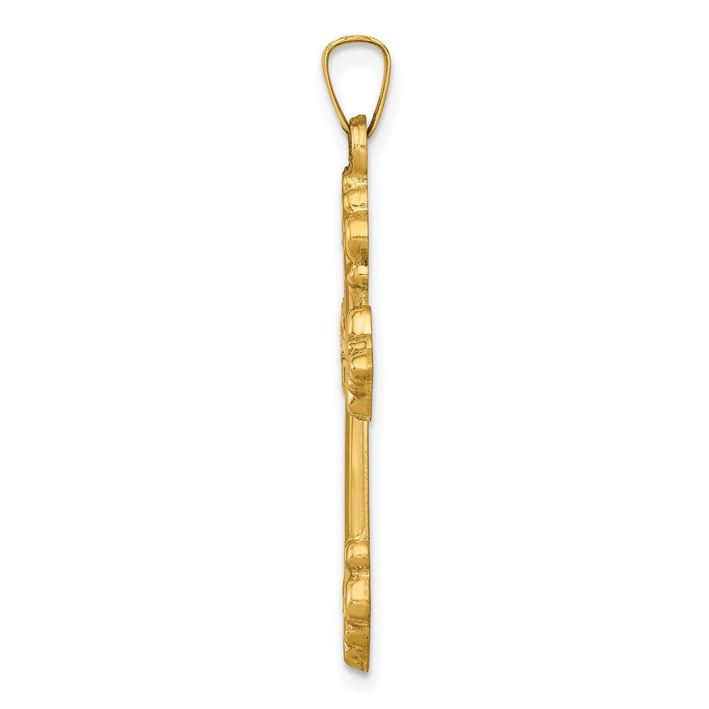Diamond2Deal 14k Yellow Gold Polished Cross Budded Pendant