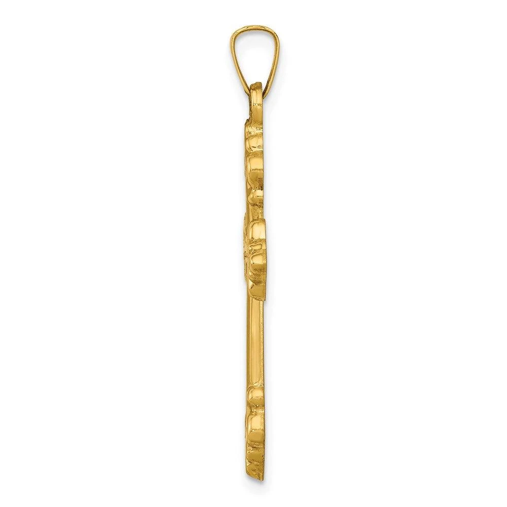 Diamond2Deal 14k Yellow Gold Polished Cross Budded Pendant 2