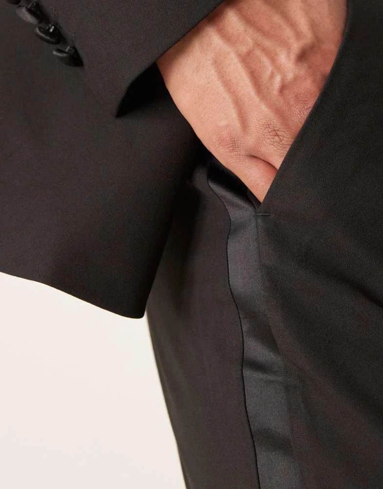 ASOS ASOS DESIGN slim fit tuxedo trousers in black 3