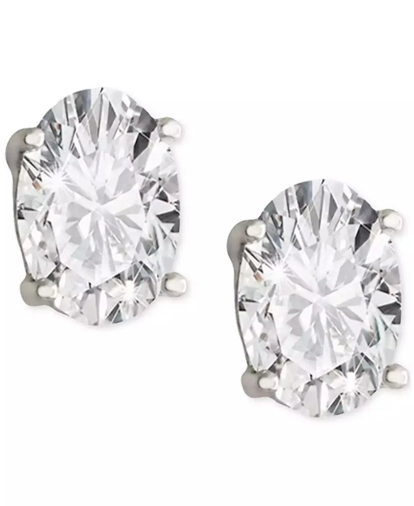 Macy's 2-Pc. Set Lab Grown White Sapphire Oval Pendant Necklace & Stud Earrings (3-1/2 ct. t.w.) in Sterling Silver 1