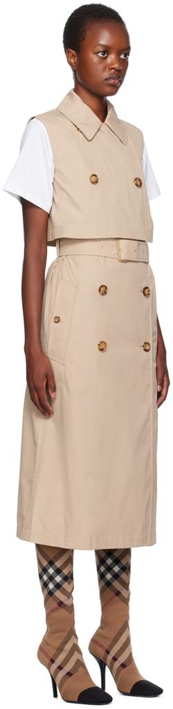 Burberry Khaki Double-Breasted Midi Dress