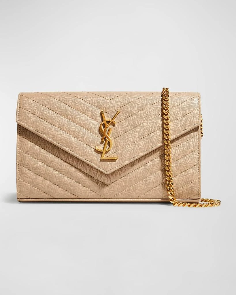 Yves Saint Laurent YSL Monogram Large Wallet on Chain in Grained Leather 1
