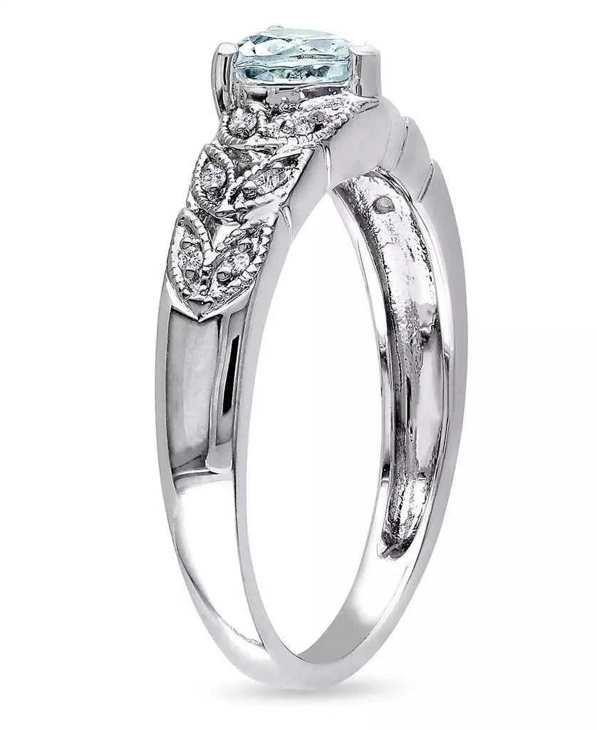 Macy's Aquamarine (1/3 ct. t.w.) and Diamond Accent (1/20 ct. t.w.) Sterling Silver, Vintage Like Heart Ring 3