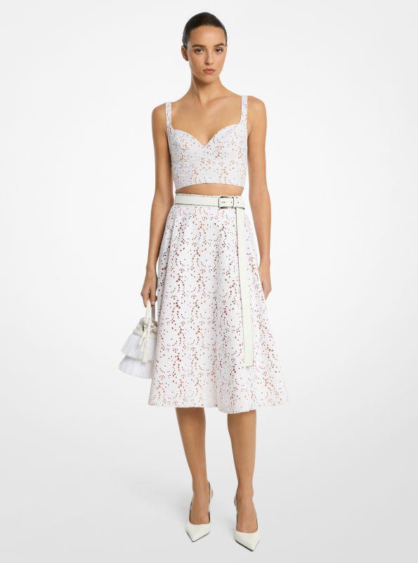Michael Kors Floral Cotton Eyelet Circle Skirt