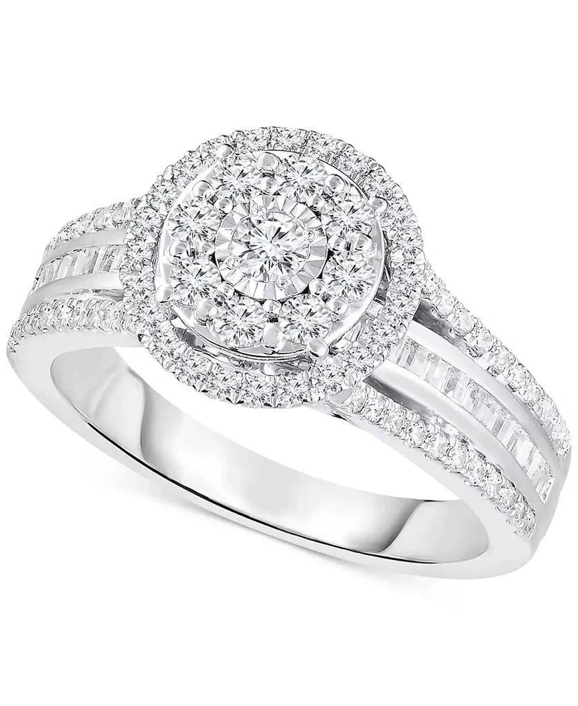 TruMiracle TruMiracle® Diamond Round Halo Cluster Engagement Ring (1 ct. t.w.) in 10k White Gold 1