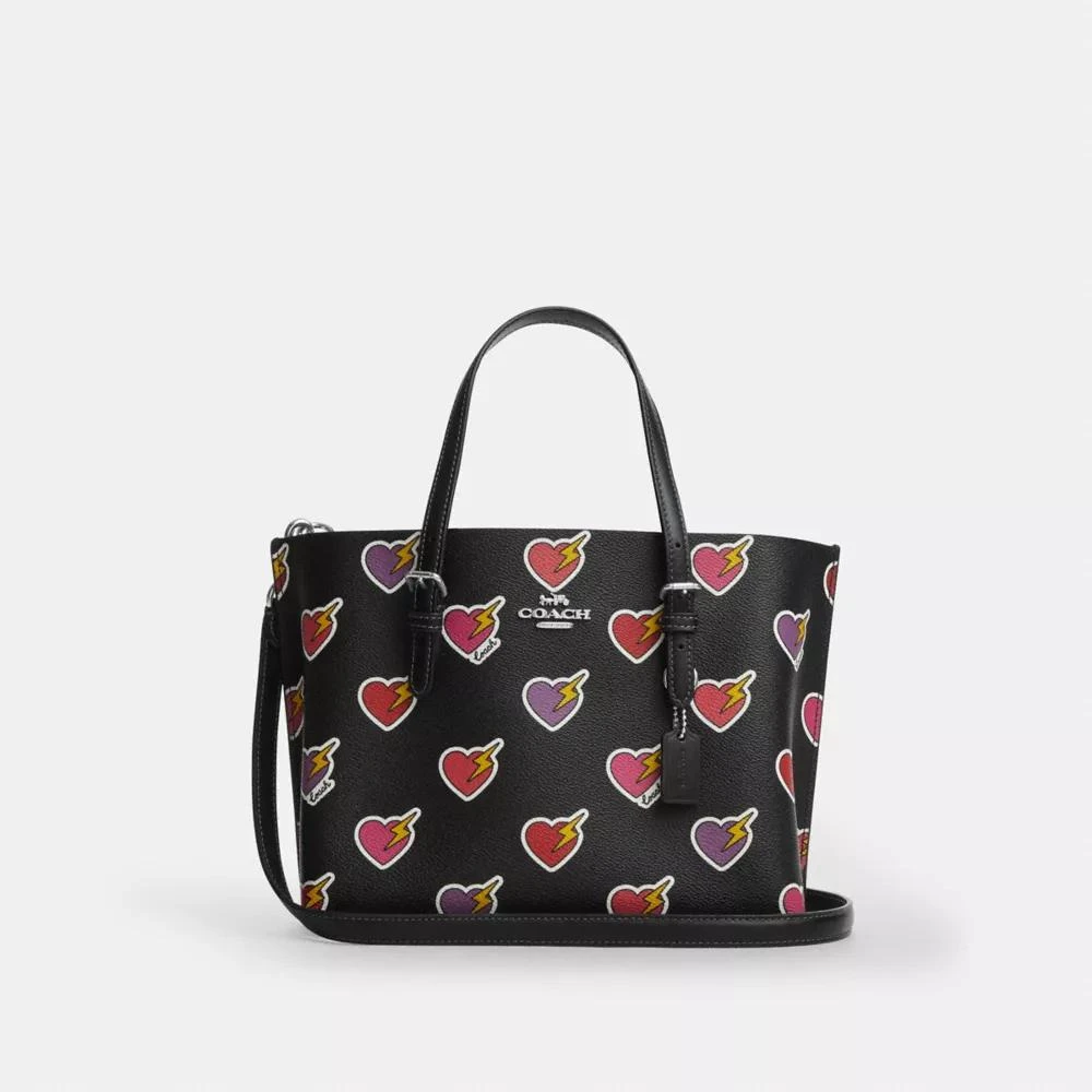 Coach Mollie Tote Bag 25 With Heart Bolt Print 1