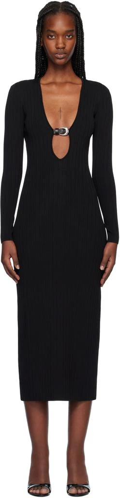 knee length dresses for ladies Staud Black Short Sleeve Wells Dress | Black main image 0
