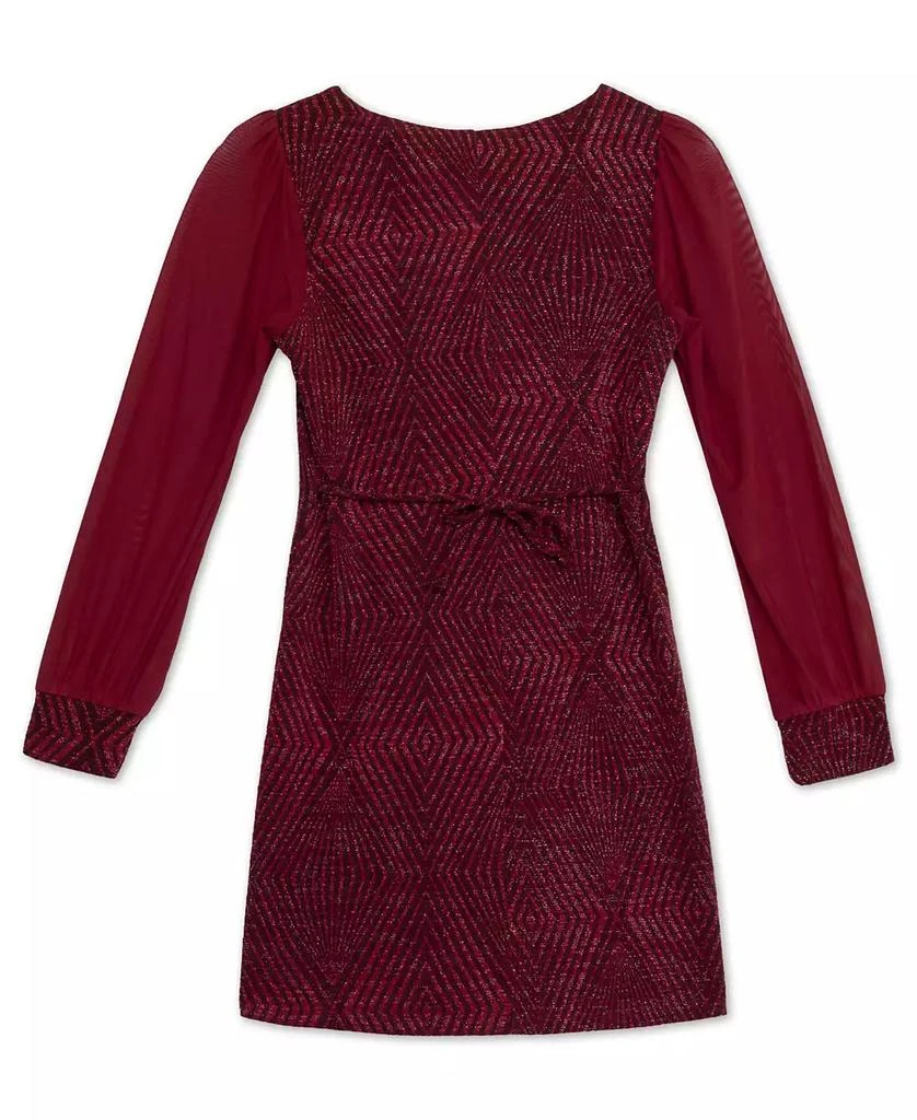 Speechless Big Girls Glitter Knit with Sheer Long Sleeves Dress 3