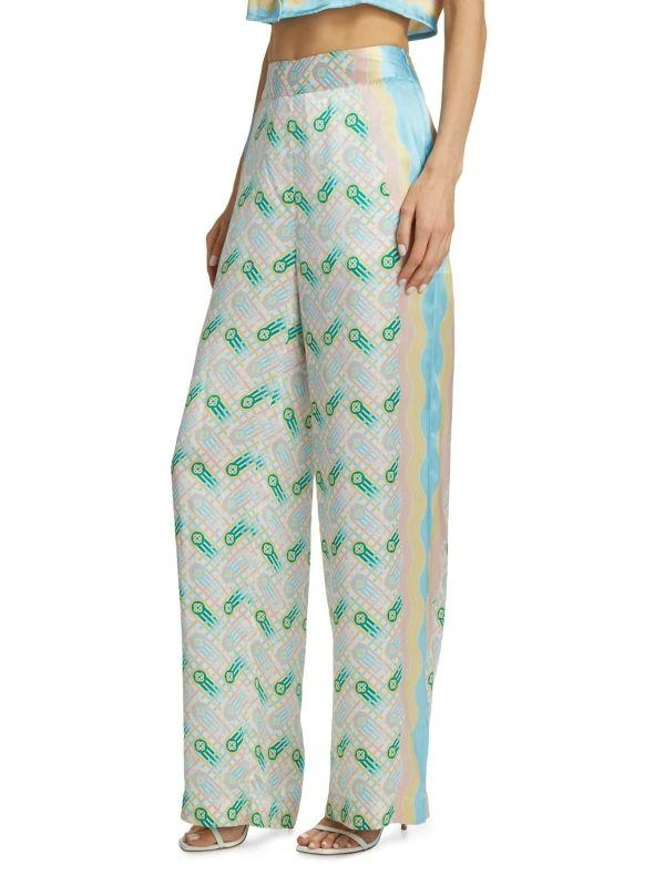 Casablanca Printed Wide-Leg Silk Pants 3