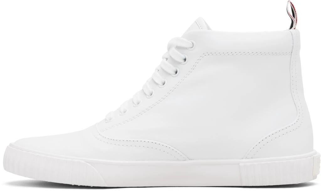 Thom Browne White Vitello Calf Leather High Top Heritage Sneakers 3