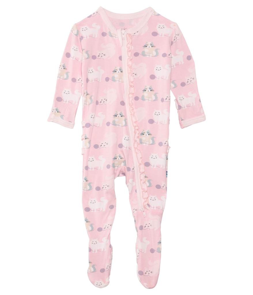 KicKee Pants Print Muffin Ruffle Footie with 2 Way Zipper (Infant)