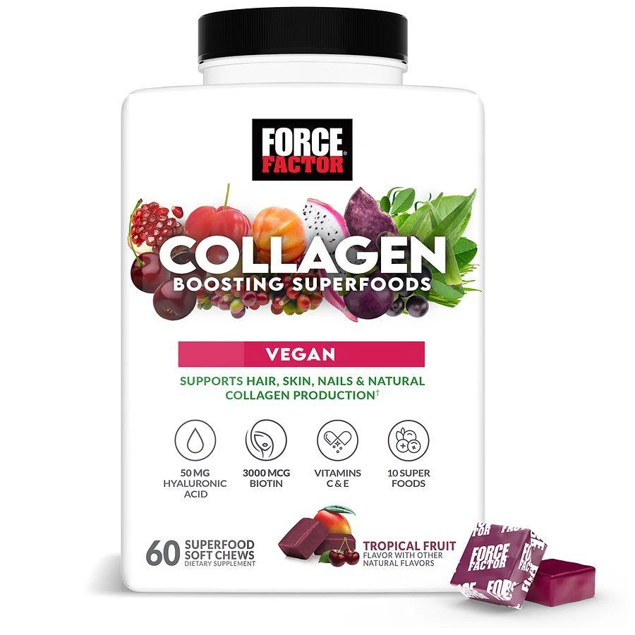 Force Factor Collagen Boosting Superfoods Soft Chews Tropical Fruit