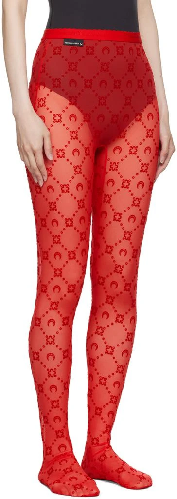 Marine Serre Red Moonogram Flocked Mesh Tights 2