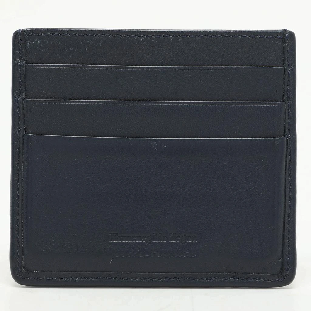 Ermenegildo Zegna Ermenegildo Zegna Navy Blue Woven Leather Pelle Tessuta Card Holder 1