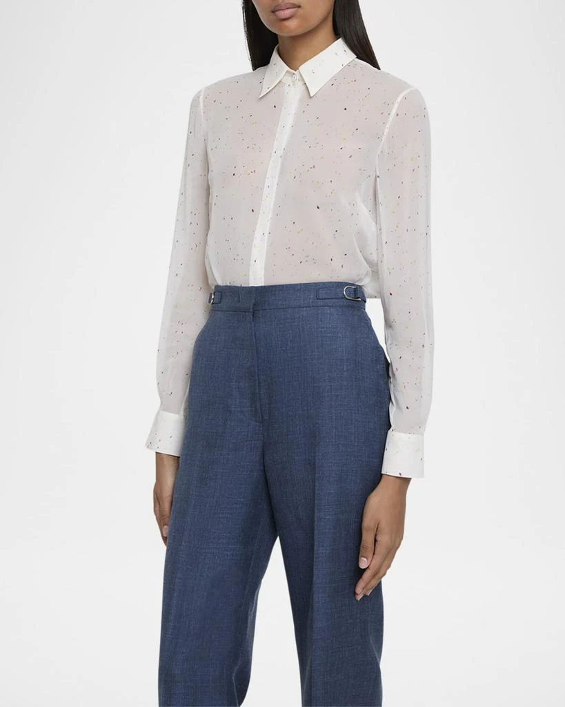 Gabriela Hearst Henri Speckled Silk Button-Down Blouse 4