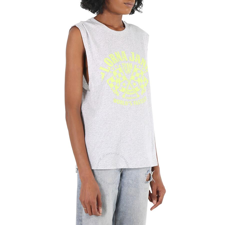 Lorna Jane Ladies Light Grey Marl Speedway Boyfriend Muscle Tank Top