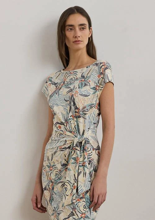 Ralph Lauren Ralph Lauren Tie Front Print Boat Neck Midi Dress 3