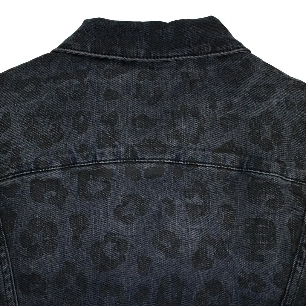 Purple Brand MONOGRAM LEOPARD PRINT TRUCKER Black DENIM JACKETS 2