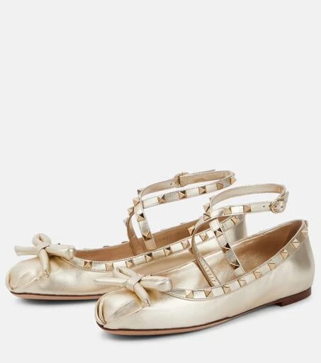 Valentino Rockstud metallic leather ballet flats 5