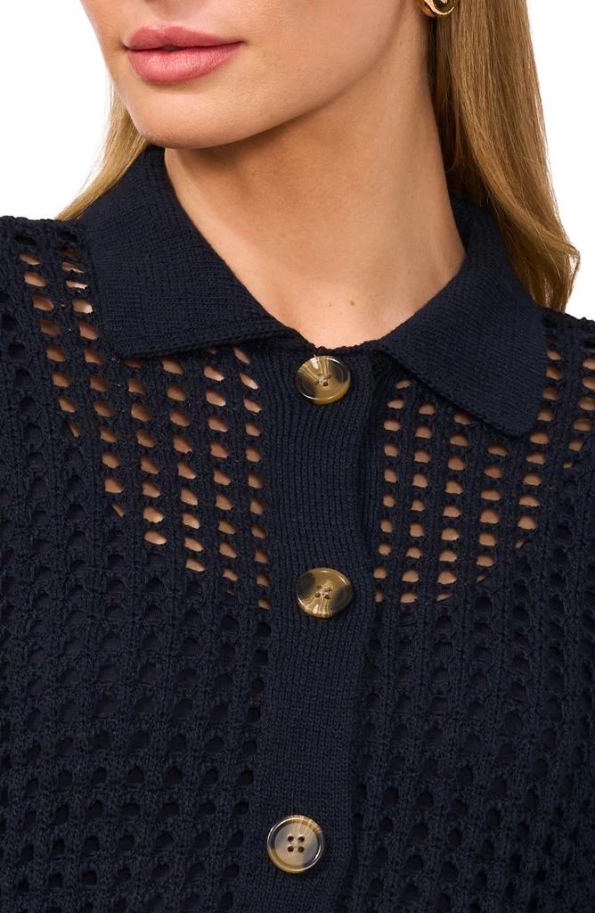 Halogen Recycled Polyester Open Weave Collar Cardigan 3