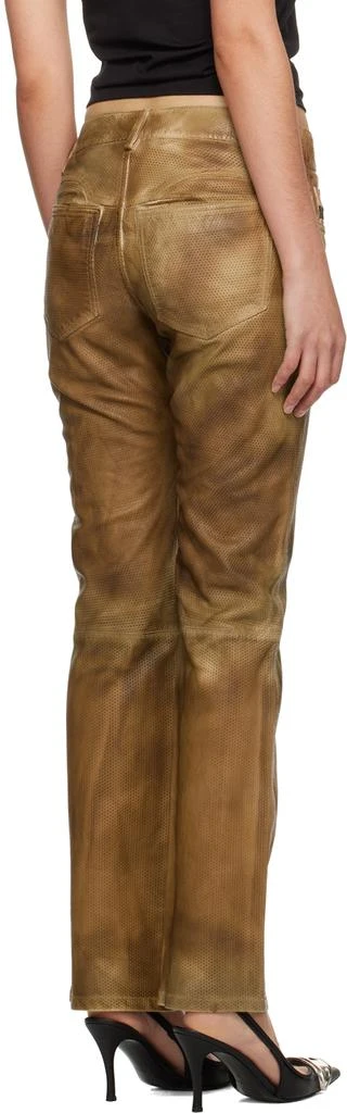 Diesel Tan L-Texa Leather Pants 3