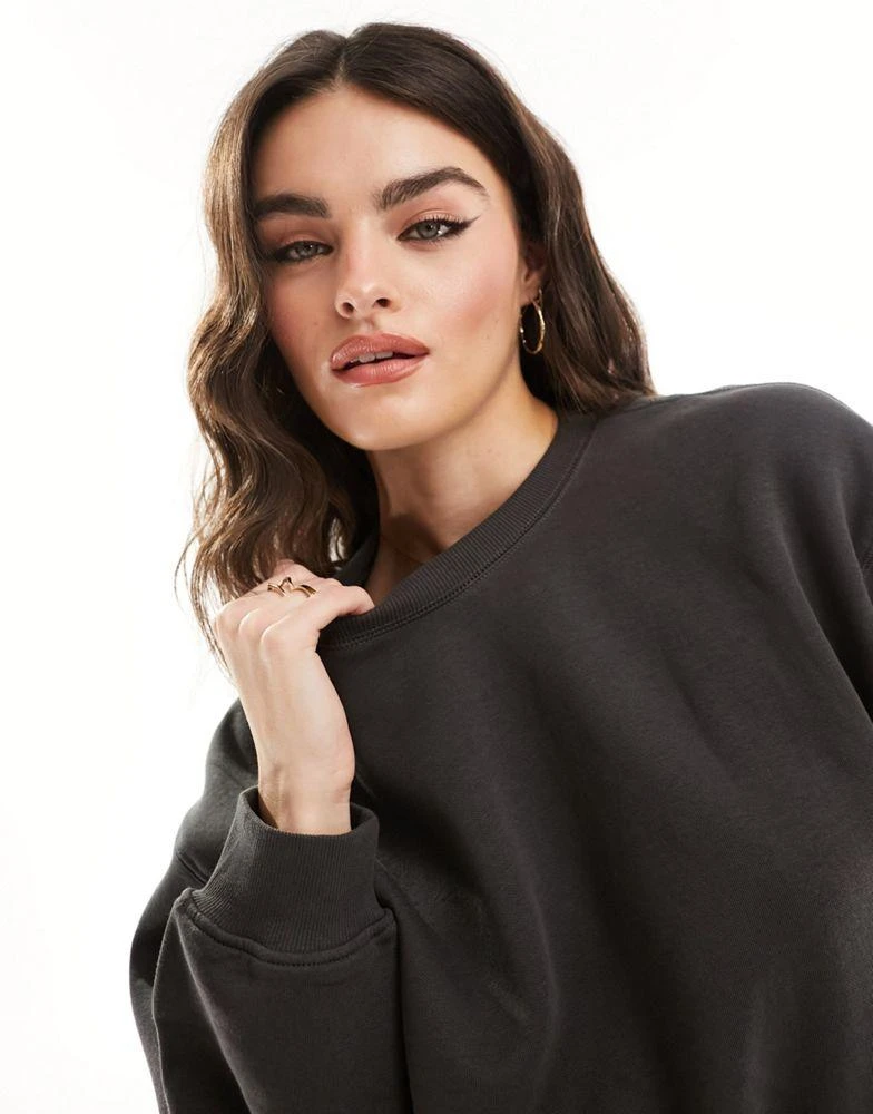 Weekday Weekday crop volume sweatshirt in dark grey 3