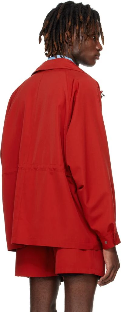 AURALEE Red Wool Max Canvas High Neck Zip Jacket 3