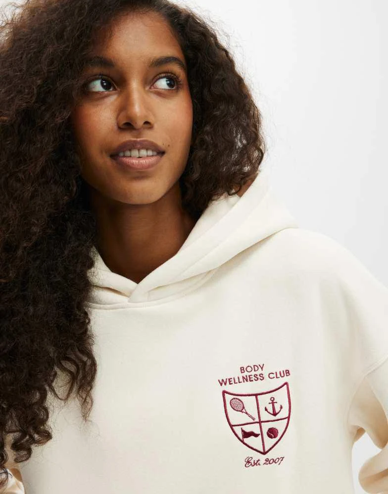 Cotton:On Cotton  On Plush premium graphic hoodie in beige 4